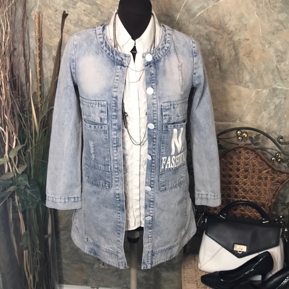 Langege flying machine 🌹stunning blue jeans jacket coat New York fashion week - Picture 2 of 13